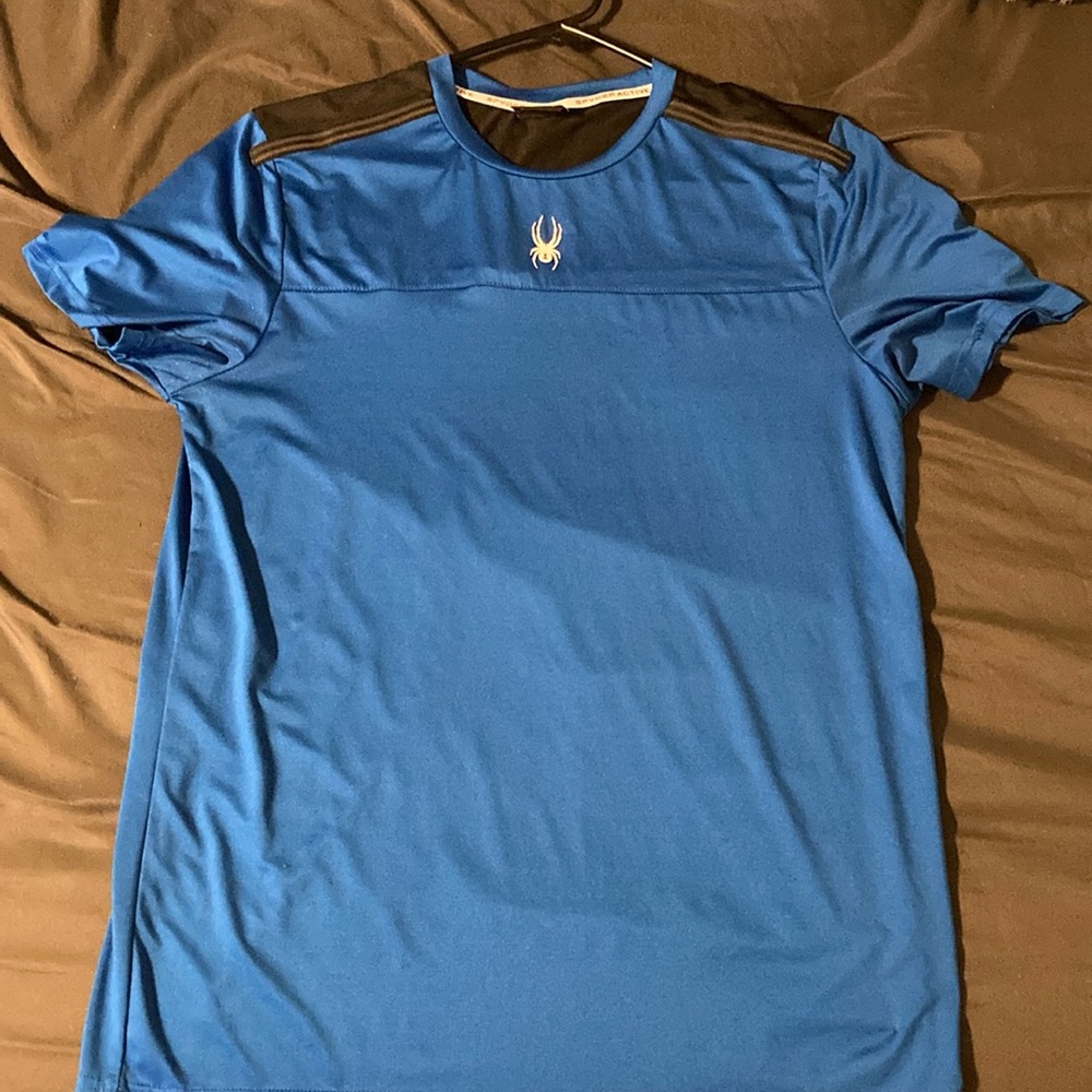 Spyder Men's Royal Blue Short-Sleeve Athletic Tee with Black Accents